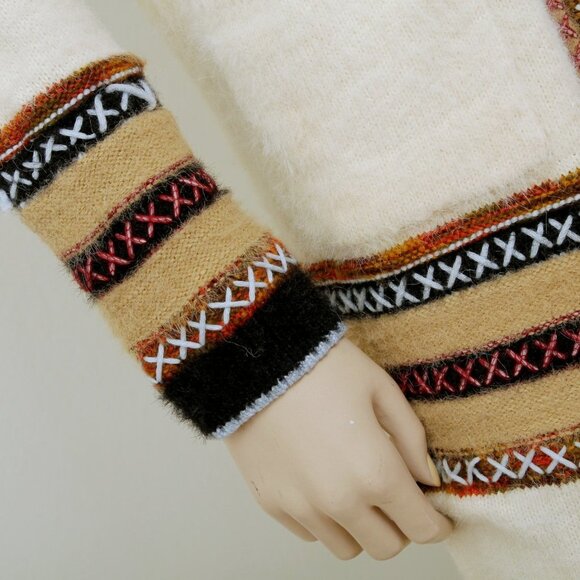 Janice Fair Isle Knit Striped Knee Length Cardigan Multicolors Women One Size - Picture 12 of 16